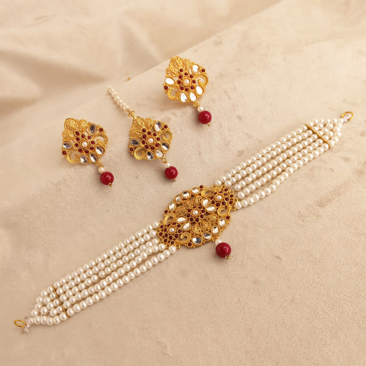 white bridal choker set indian style