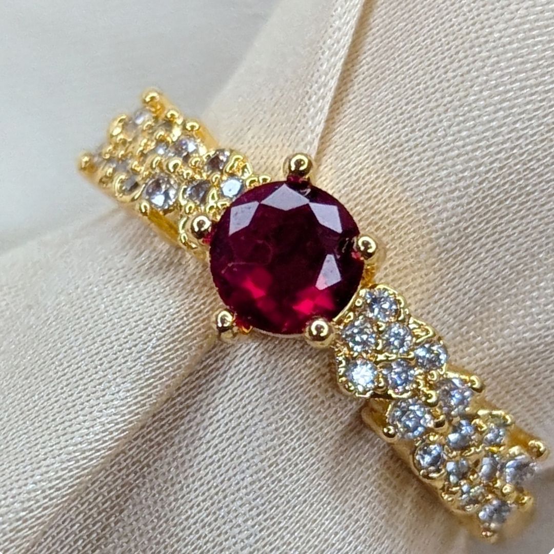 Aster Golden Red Adjustable Ring 4145