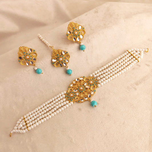 ferozi bridal choker set