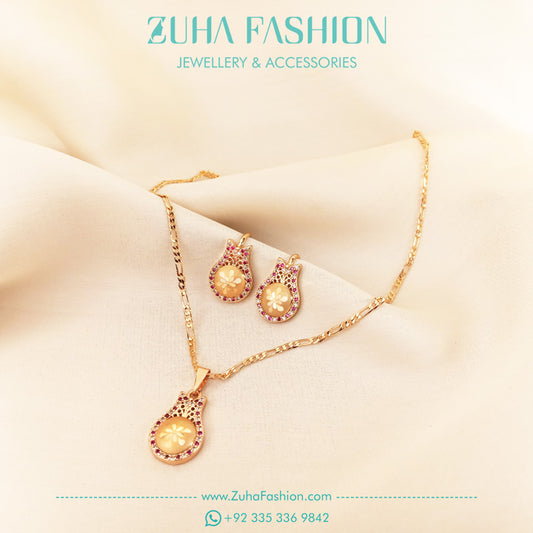 Magenta Gold Necklace Set Design 0958A