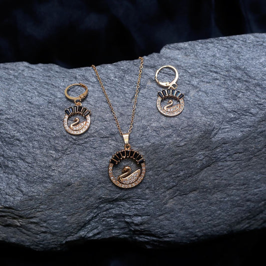Swan Necklace Set Gold 1568