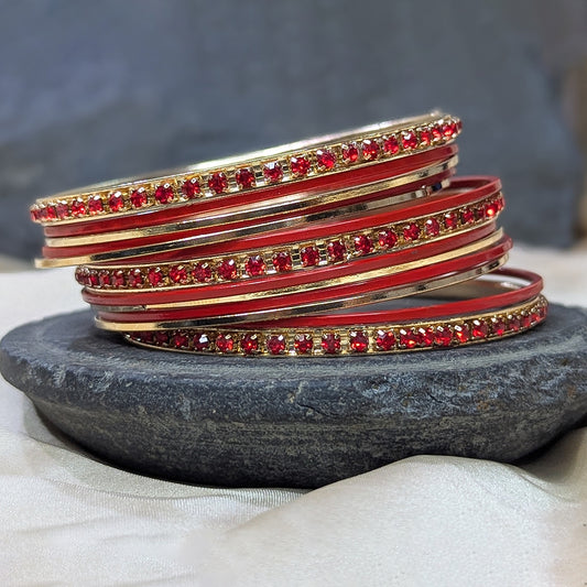 Golden Red Bangle Set 1513