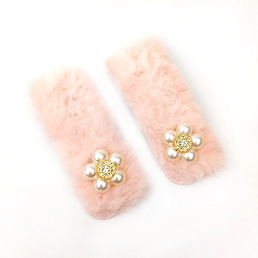 Baby Pink Fur Hair Clip Pair 0824