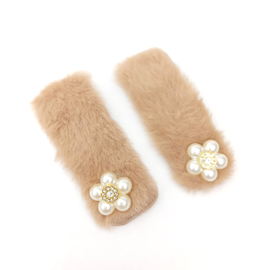 Brown Fur Hair Clip Pair 0824