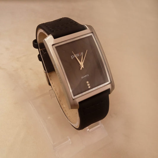 Black Leather Strap Gents Watch 0566