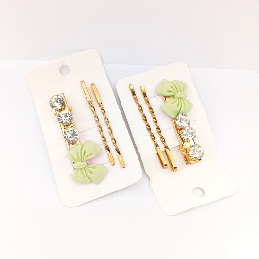 Hair Pins Set of 6 Light Green 0823