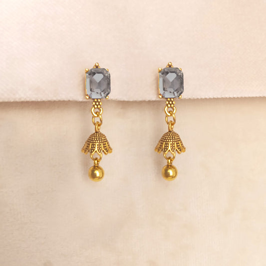 Traditional Jhumka Earrings Charcoal Gray 0726