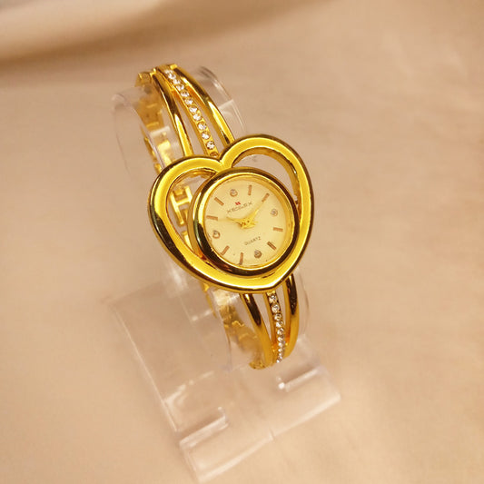 Golden Heart Ladies Watch Bracelet 0567