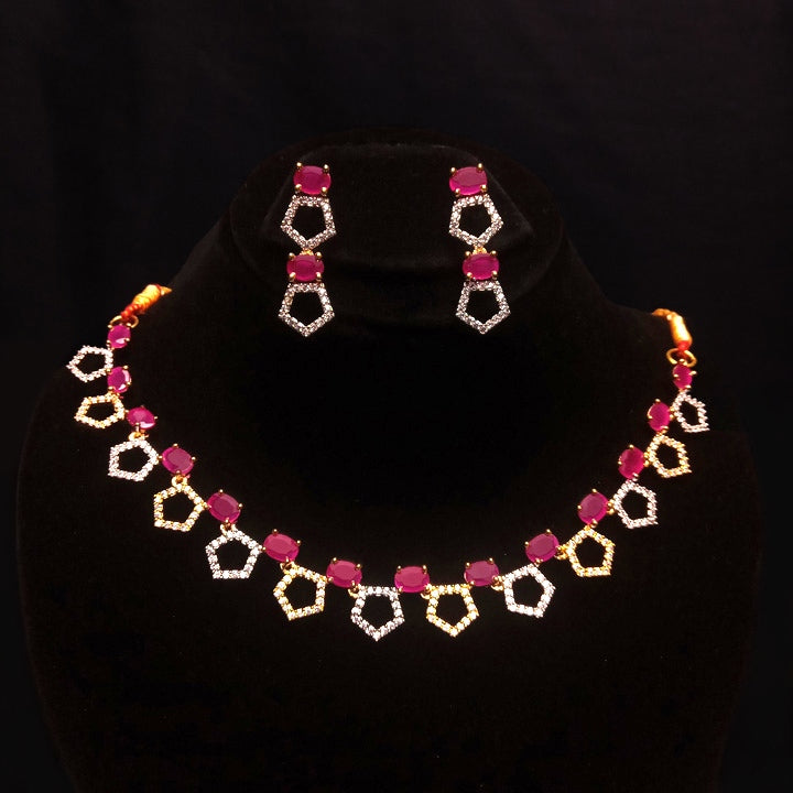 ruby zircon bridal set