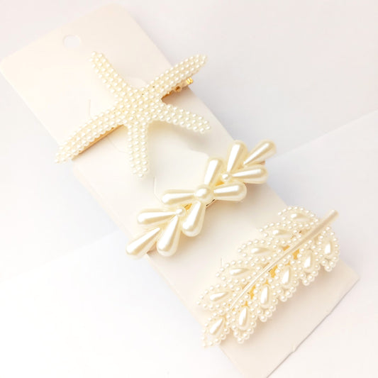 Shell White Large Hair Clip 0825 Pack of 3