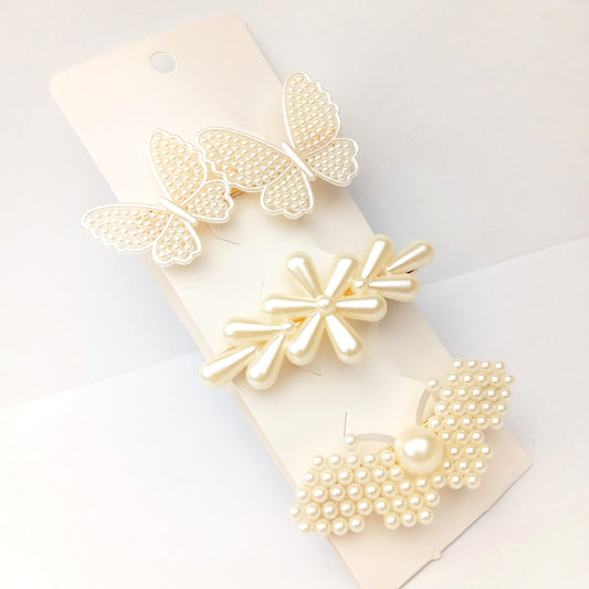 Shell White Large Hair Clip 0825B Pack of 3