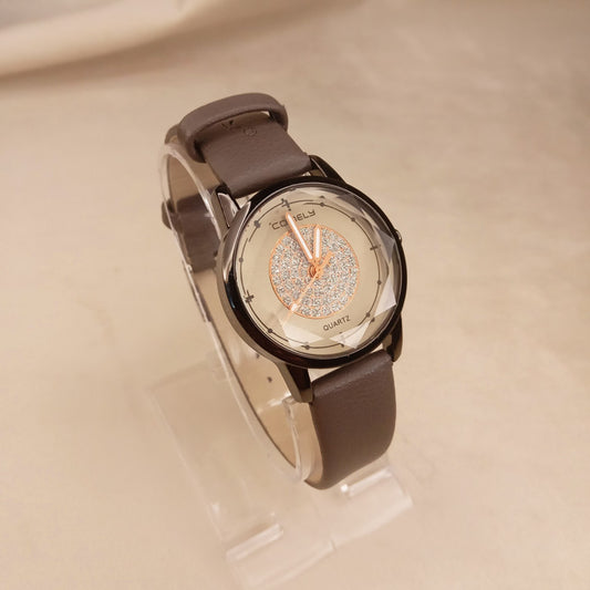 Ladies Gray Leather Watch 0563