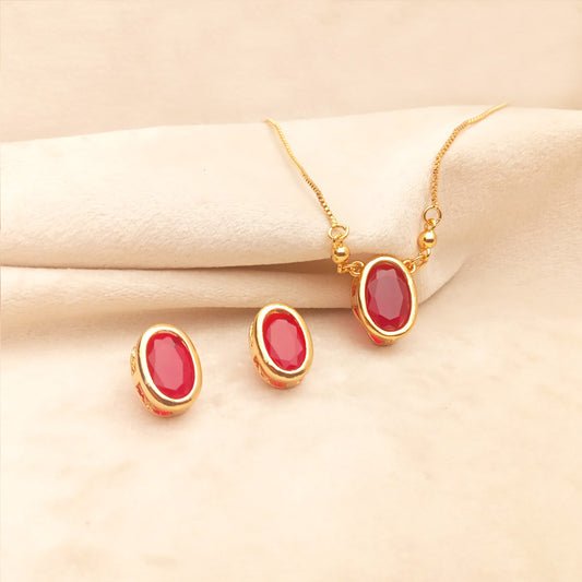 Red Zircon Necklace Set 0790