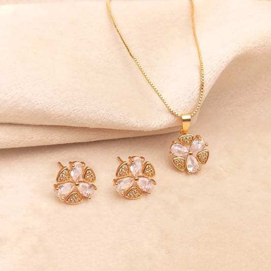 Zircon Flower Necklace Set 0791